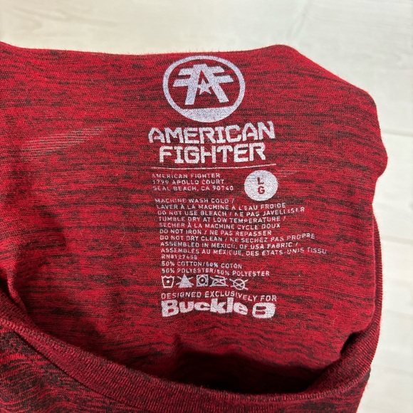 AMERICAN FIGHTER PREMIUM ATHLETICS MAROON BLACK SHORT SLEEVE TEE BUCKLE LARGE - Picture 7 of 7